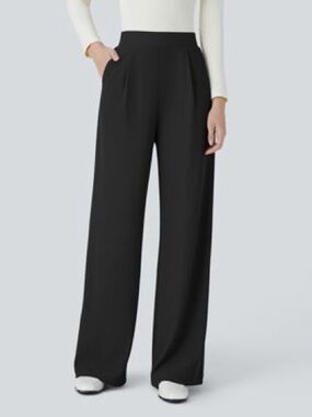 Halara Flex High Waisted Body Sculpt Waist-Pocket Wide Leg Pants size LT